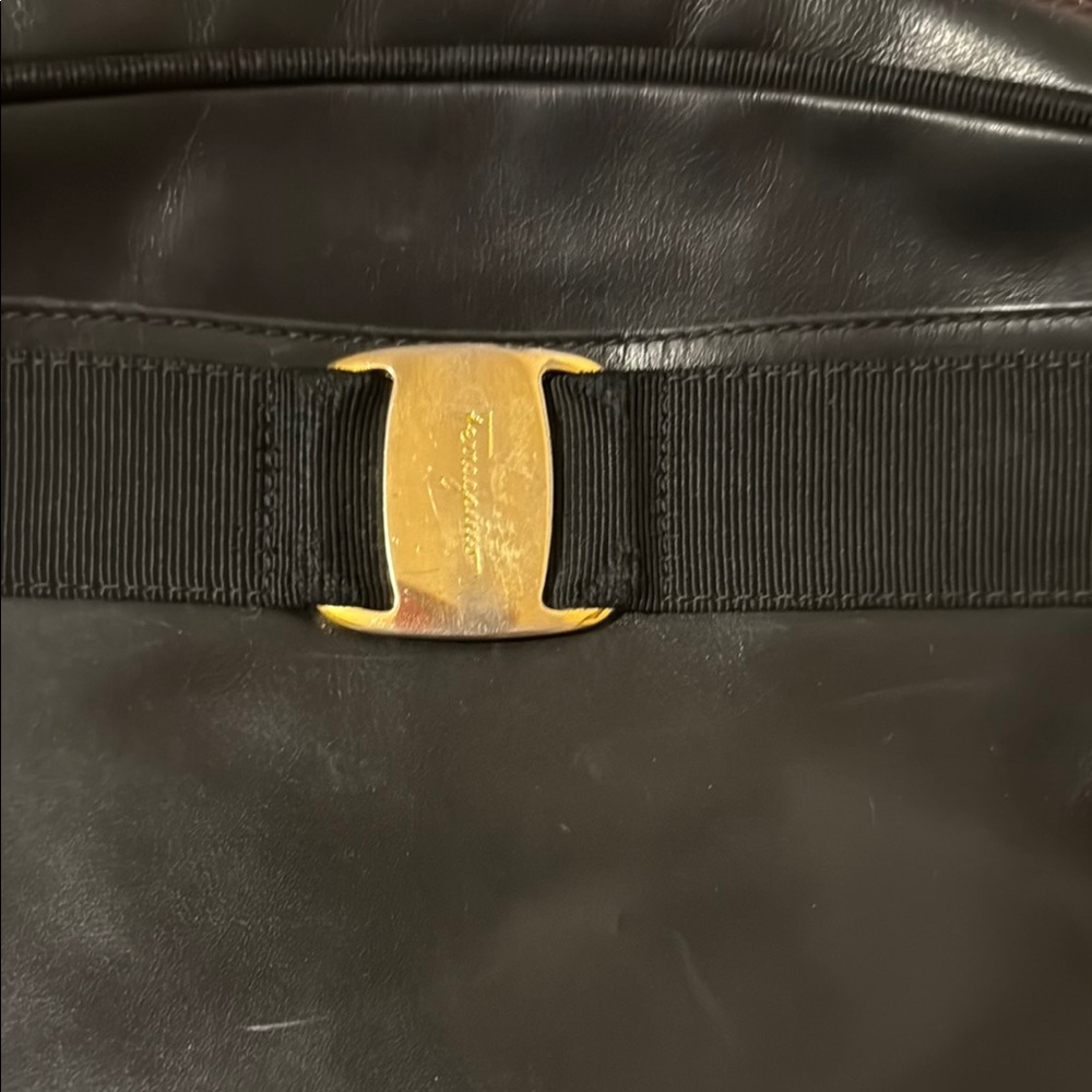 Authentic Salvadore Ferragamo Black Leather Bag